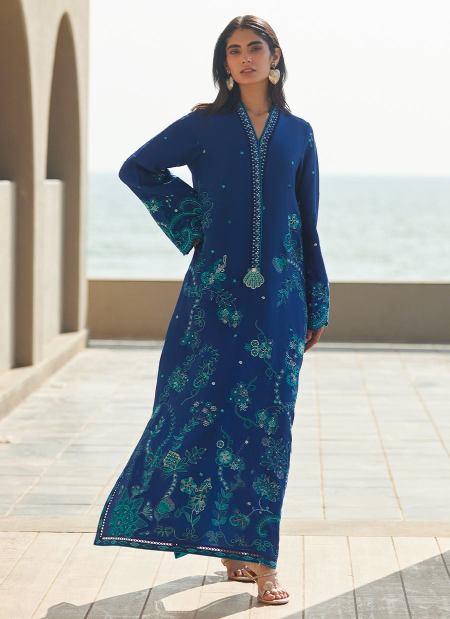 Farah Talib Aziz | Laani The Kaftan Edit | liri Ink Blue-4