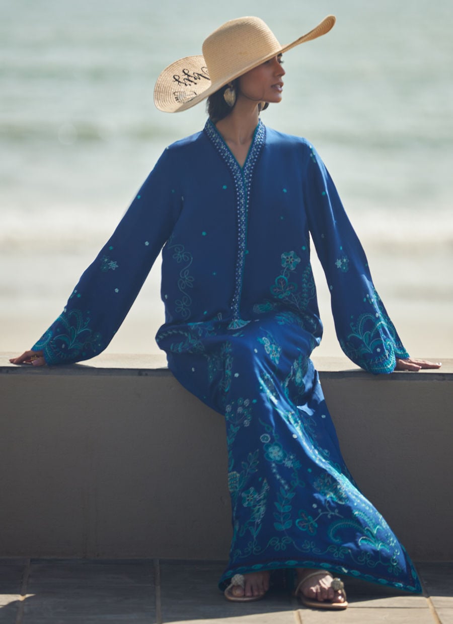 Farah Talib Aziz | Laani The Kaftan Edit | liri Ink Blue, image 6