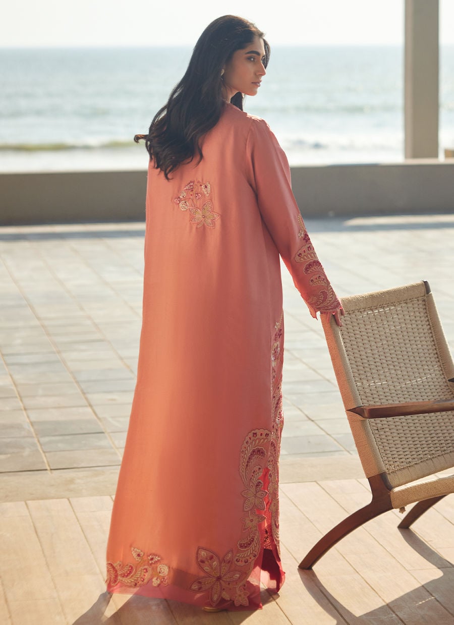 Farah Talib Aziz | Laani The Kaftan Edit | Nami Coral Silk, image 2