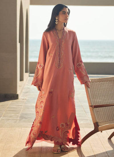Farah Talib Aziz | Laani The Kaftan Edit | Nami Coral Silk
