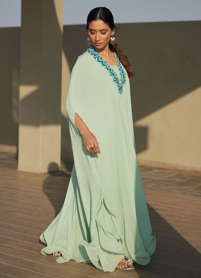 Farah Talib Aziz | Laani The Kaftan Edit | Nika Iceblue Chiffon