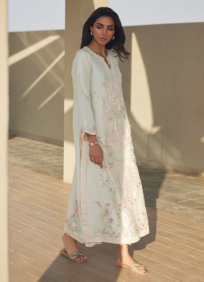 Farah Talib Aziz | Laani The Kaftan Edit | Coraline Ivory Silk