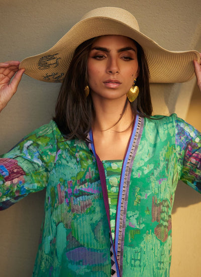 Farah Talib Aziz | Laani The Kaftan Edit | Ariel Emerald Crepe