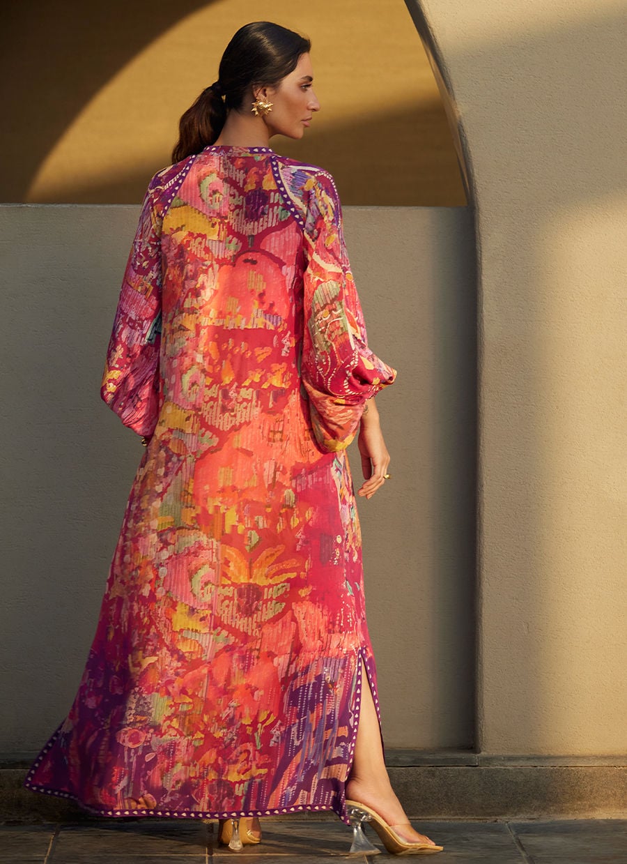 Farah Talib Aziz | Laani The Kaftan Edit | Mischa Magenta Crepe-2