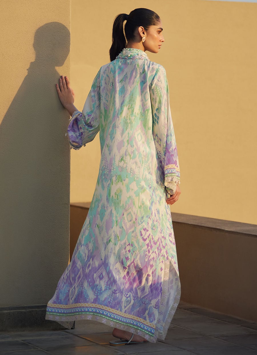 Farah Talib Aziz | Laani The Kaftan Edit | Marisol Ikkat Crepe, image 2
