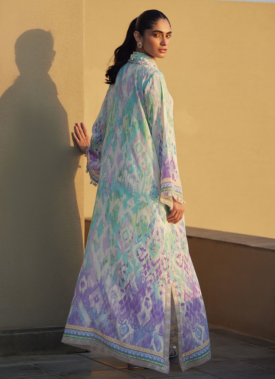 Farah Talib Aziz | Laani The Kaftan Edit | Marisol Ikkat Crepe, image 5