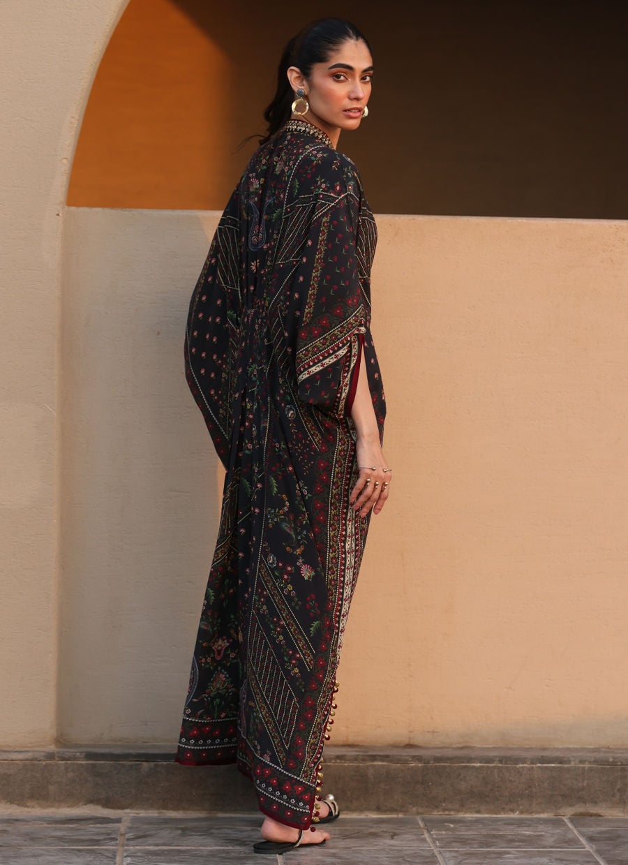 Farah Talib Aziz | Laani The Kaftan Edit | Neroli Onyx Crepe-2