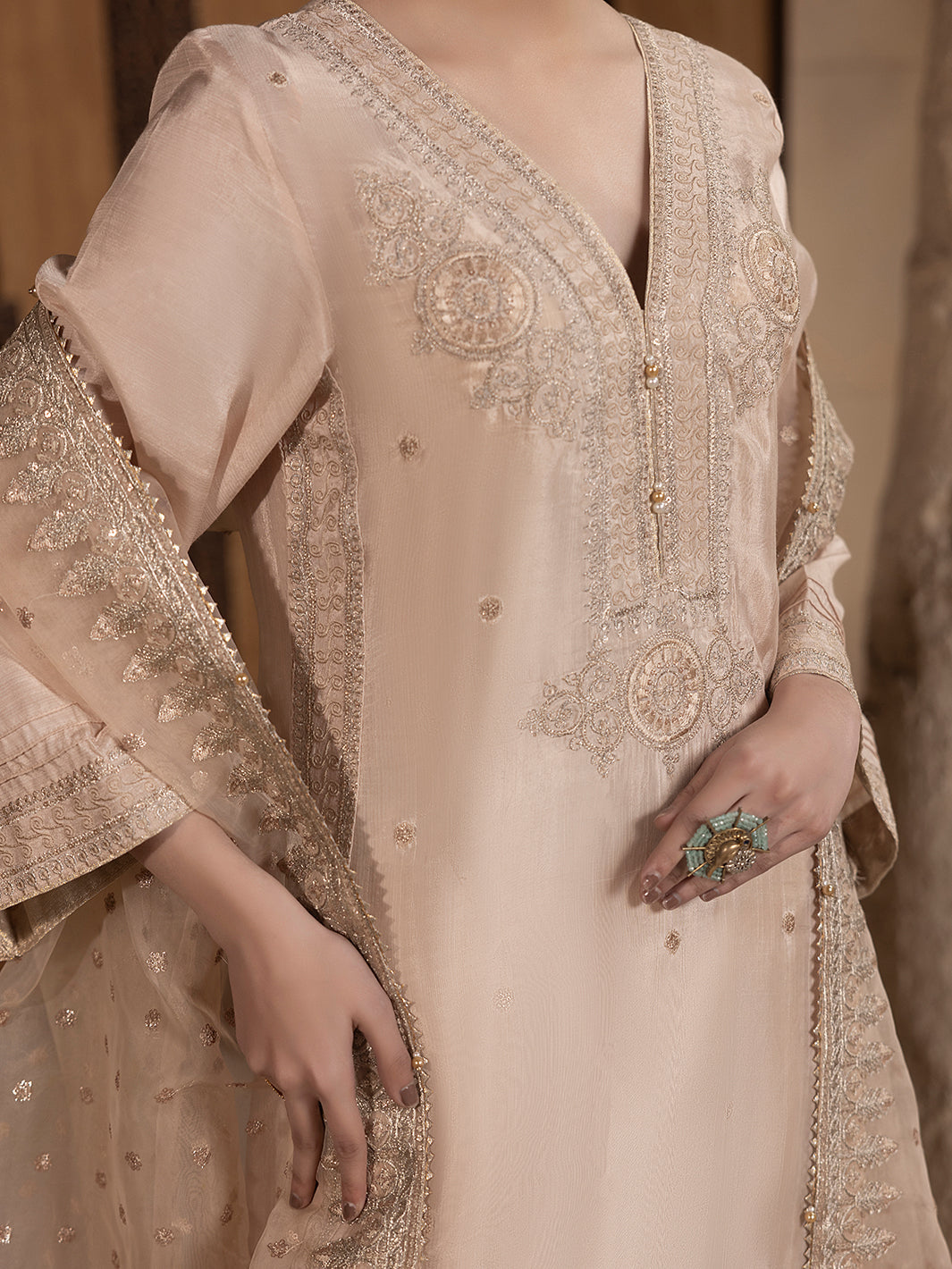 Hem Stitch | Raw Silk Edit 25 |Janan -  Hemstitch Ladies Clothes - Original Designer Dress - House of Maryam