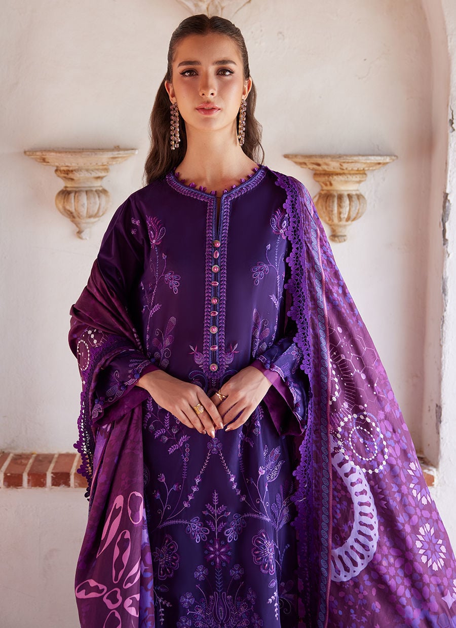 Farah Talib Aziz | Luxury Lawn 26 | Vicenta Violet-3