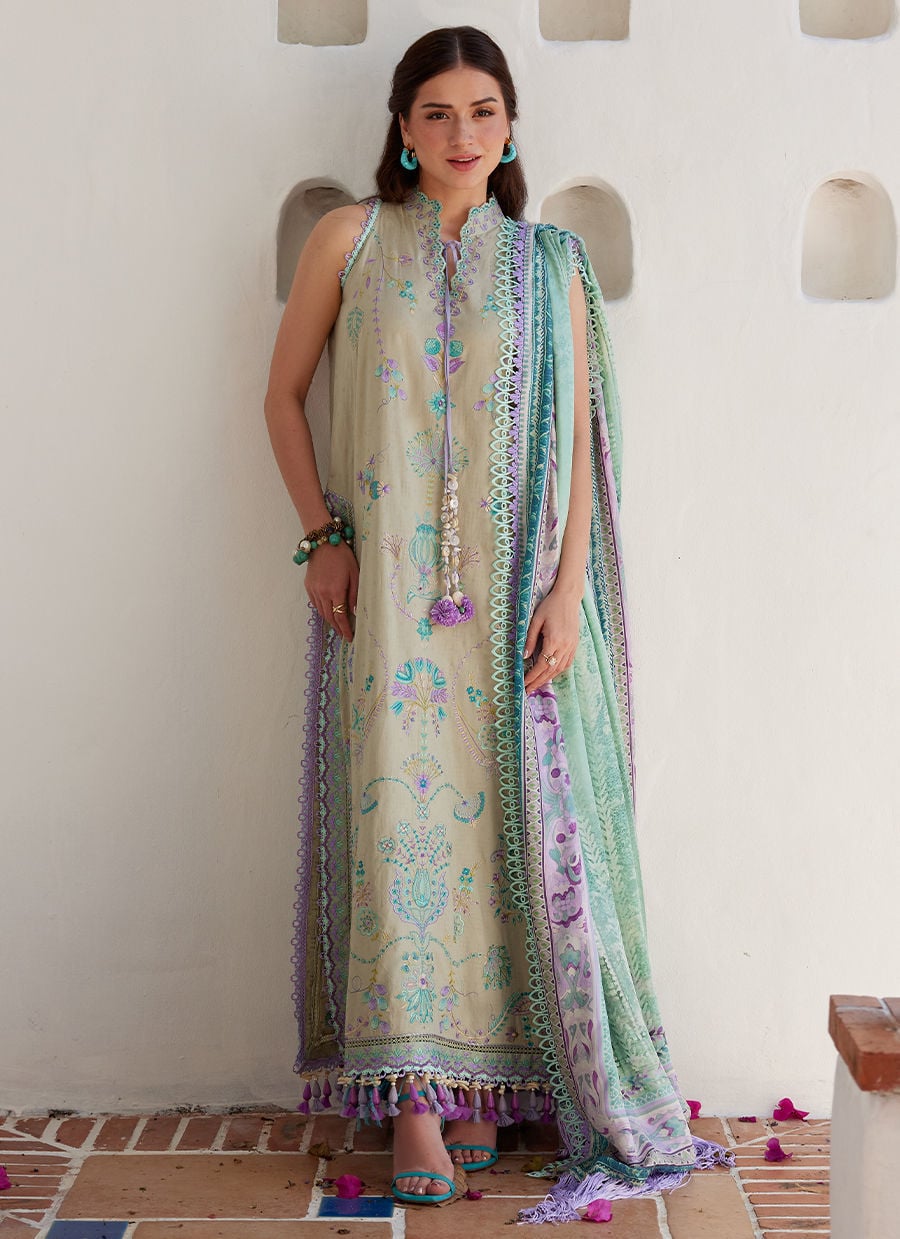 Farah Talib Aziz | Luxury Lawn 26 | Valeria Olive-2