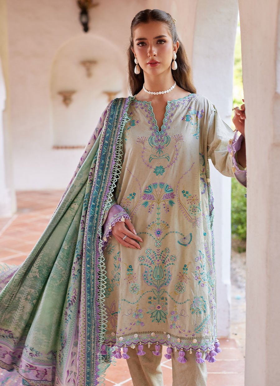 Farah Talib Aziz | Luxury Lawn 26 | Valeria Olive-5