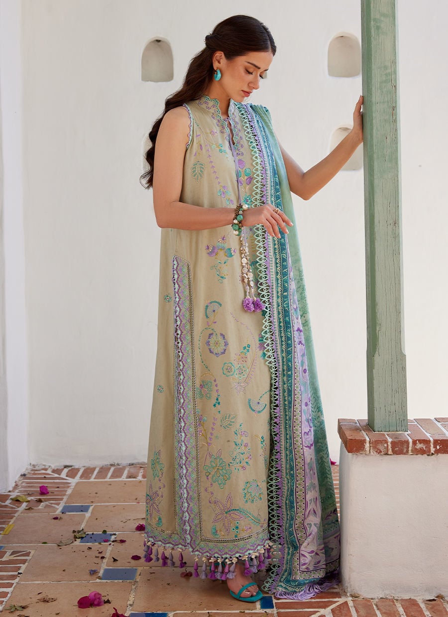 Farah Talib Aziz | Luxury Lawn 26 | Valeria Olive-4