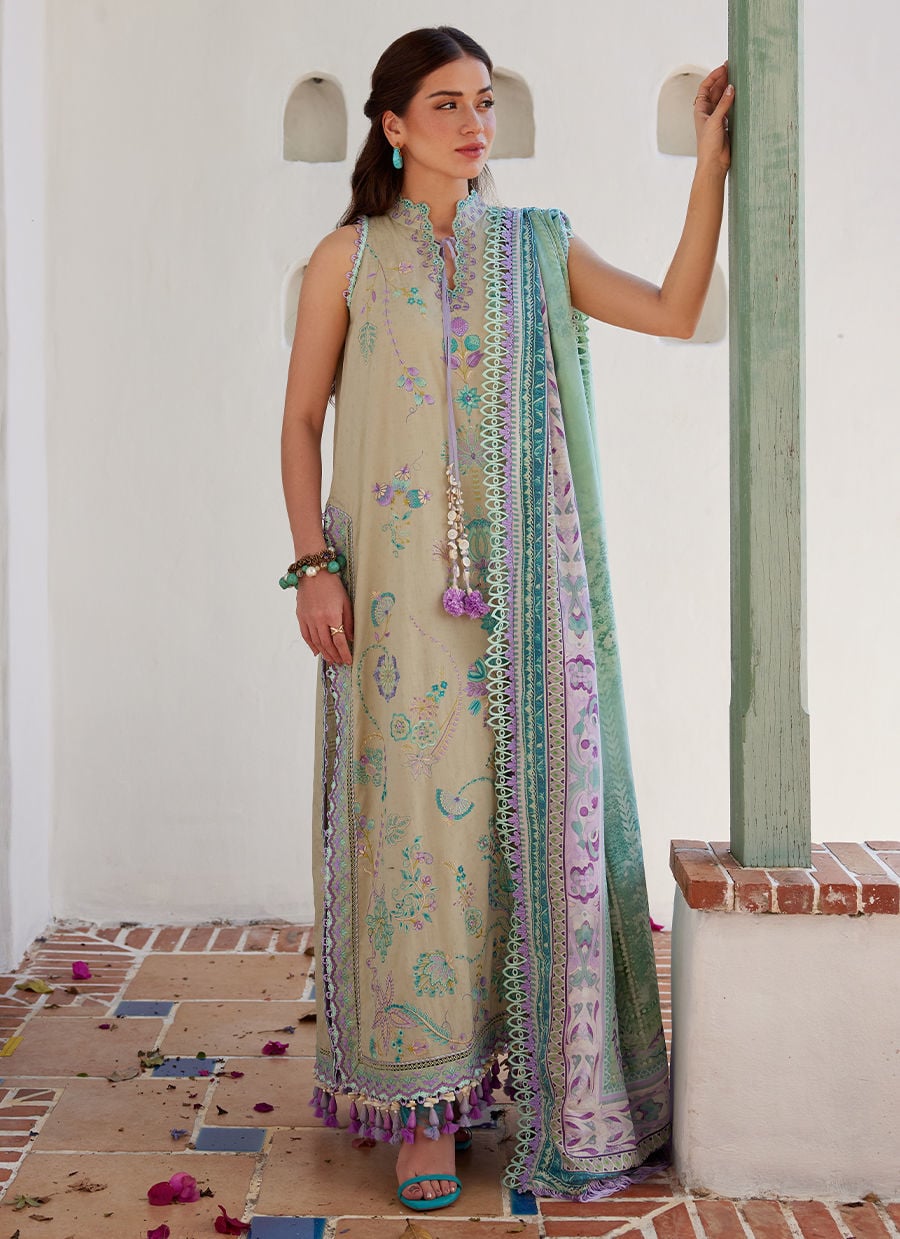 Farah Talib Aziz | Luxury Lawn 26 | Valeria Olive-6