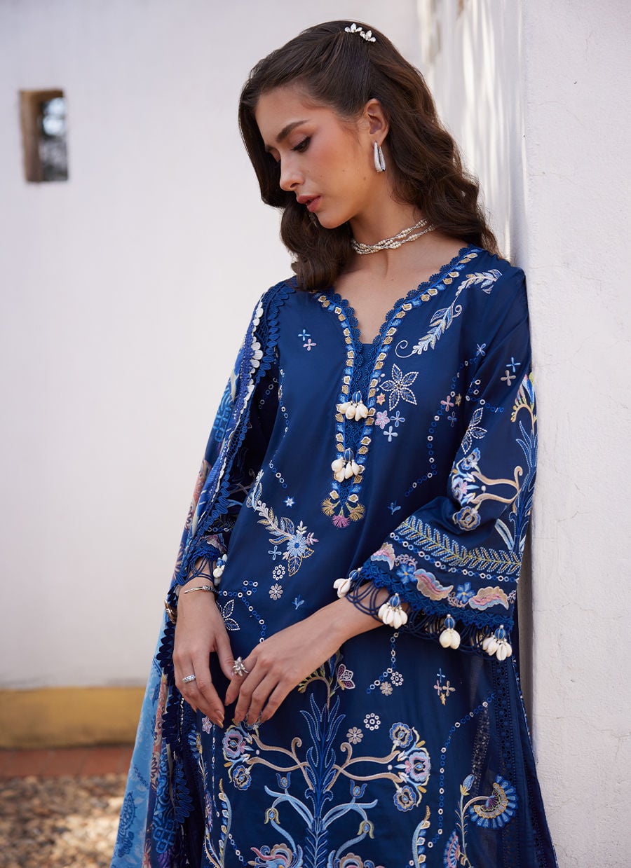 Farah Talib Aziz | Luxury Lawn 26 | Nia Navy-3