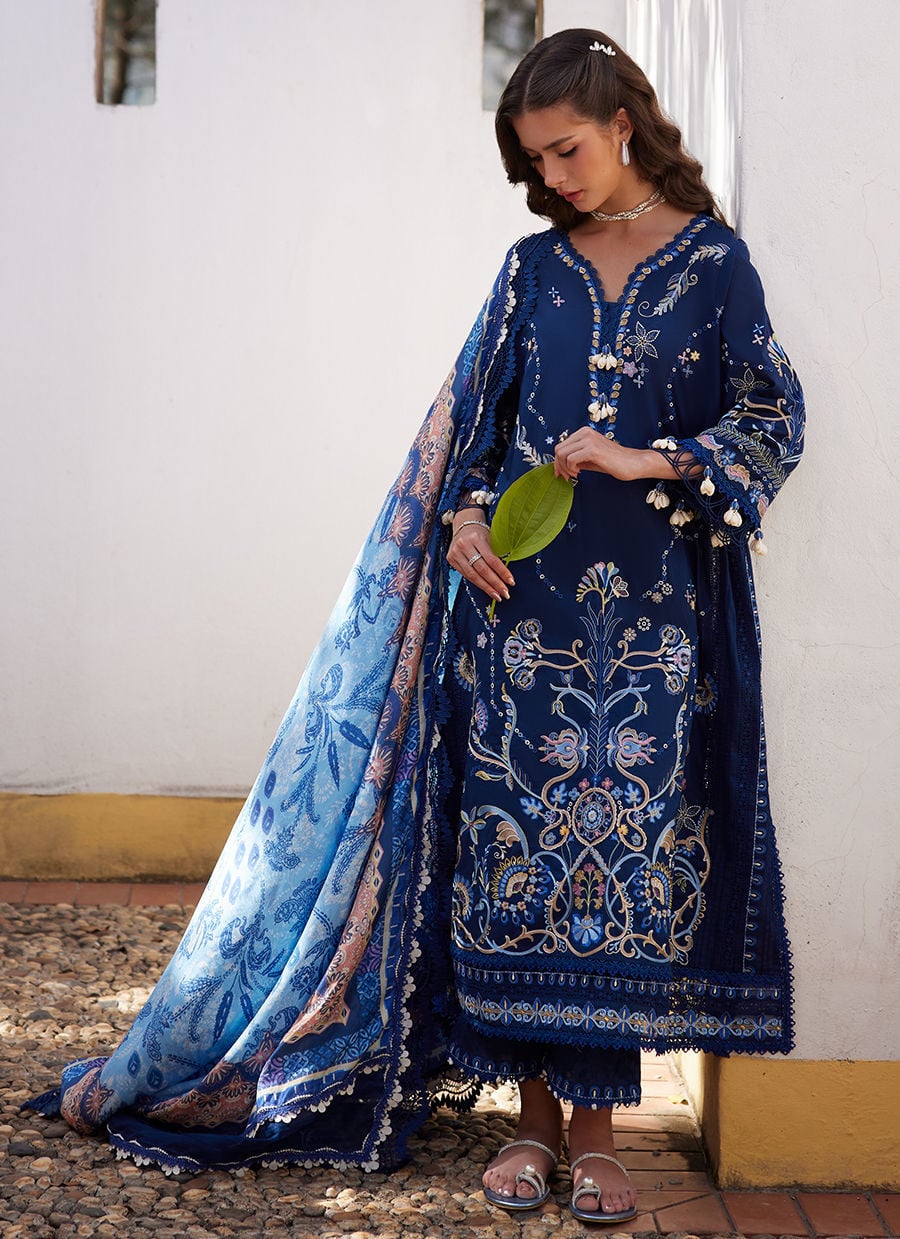 Farah Talib Aziz | Luxury Lawn 26 | Nia Navy-4