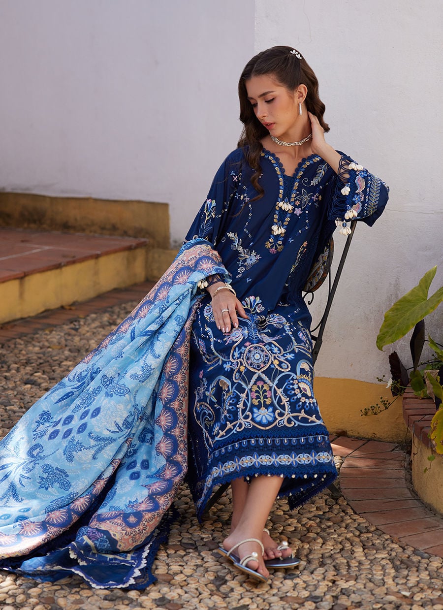 Farah Talib Aziz | Luxury Lawn 26 | Nia Navy-5