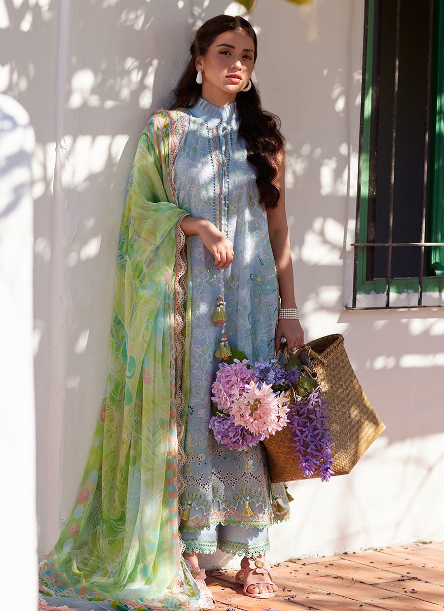 Farah Talib Aziz | Luxury Lawn 26 | Sienna Sky Blue-2