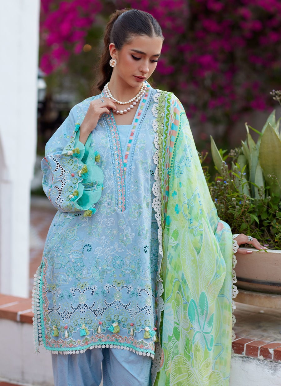 Farah Talib Aziz | Luxury Lawn 26 | Sienna Sky Blue-7
