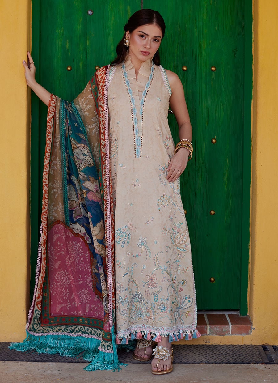 Farah Talib Aziz | Luxury Lawn 26 | Isabella Sand-2