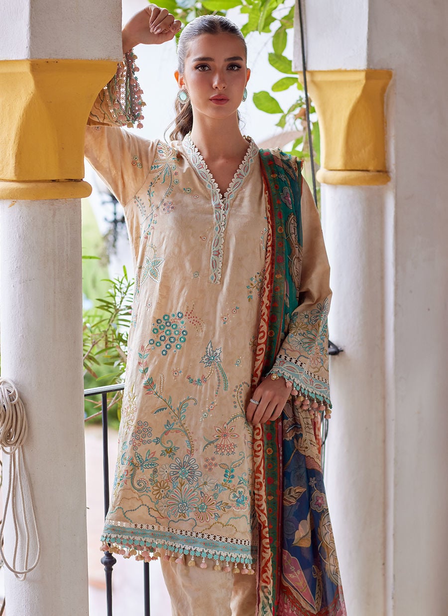 Farah Talib Aziz | Luxury Lawn 26 | Isabella Sand-5