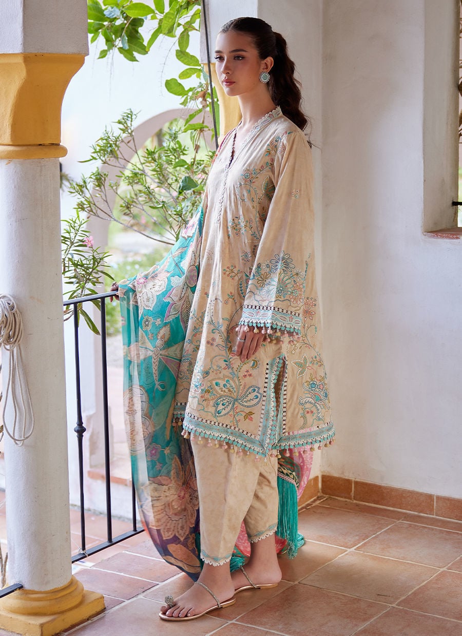 Farah Talib Aziz | Luxury Lawn 26 | Isabella Sand-7