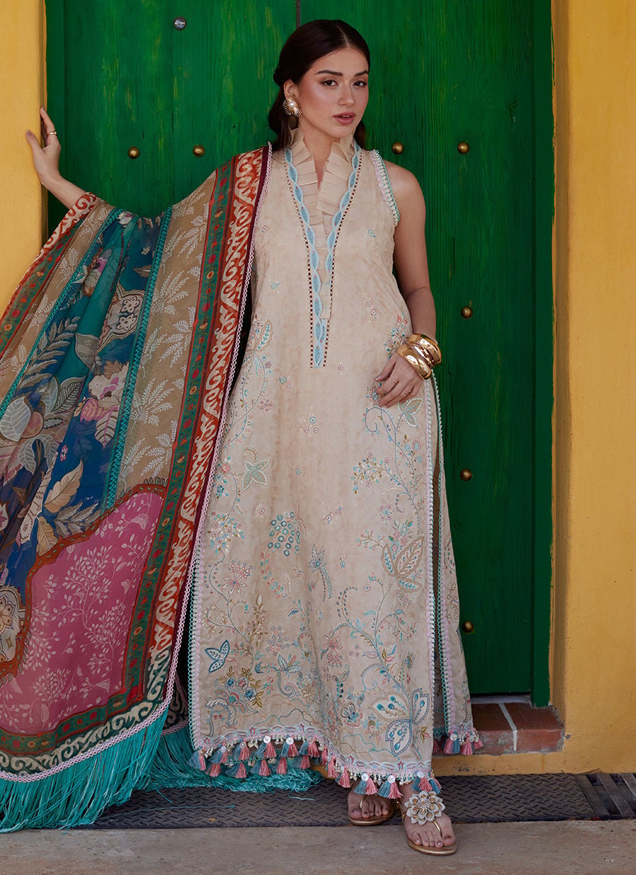 Farah Talib Aziz | Luxury Lawn 26 | Isabella Sand-4