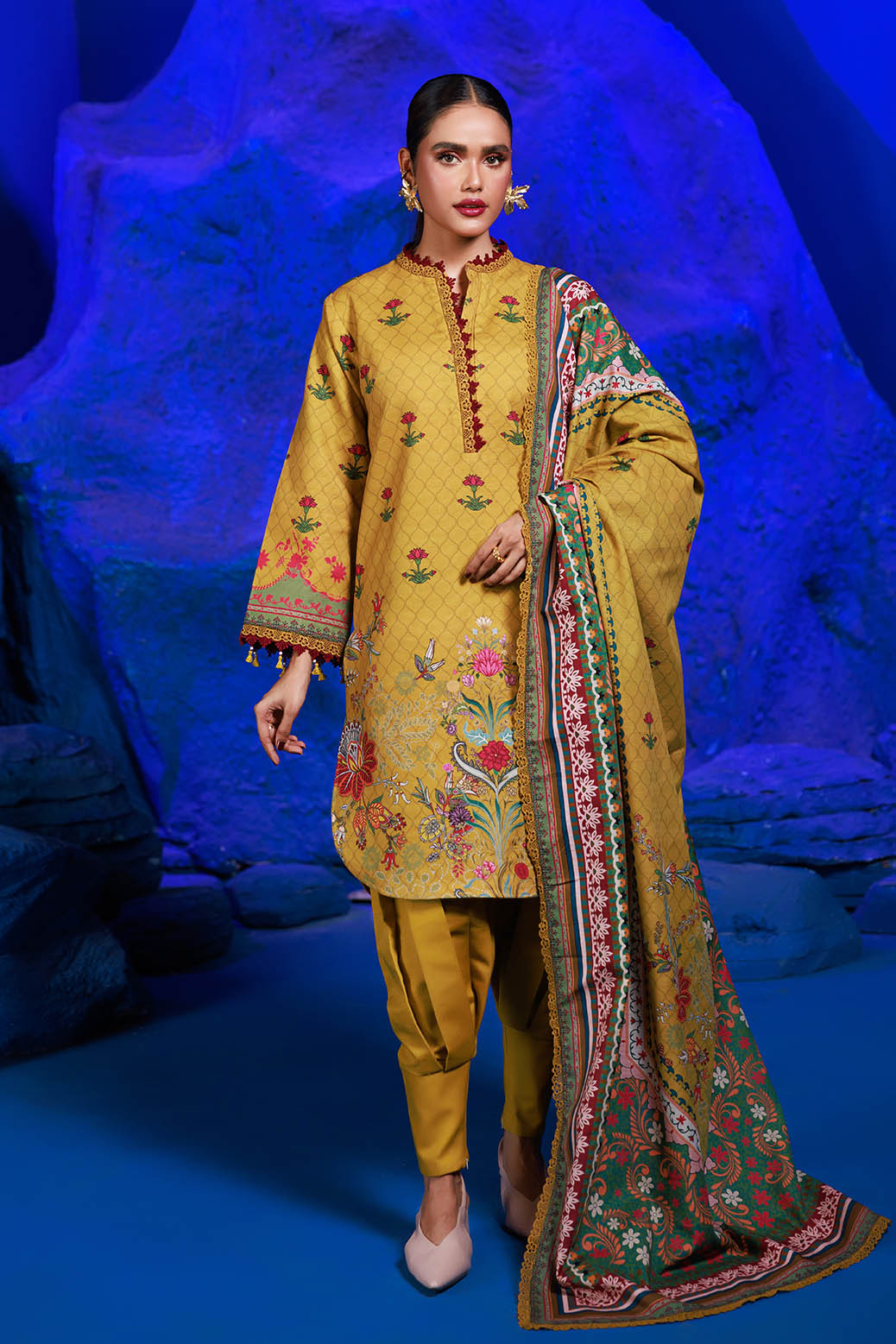 Bonanza Satrangi | Avocado Oil 3 Pc (7W24BP3P26) -  Bonanza Satrangi Unstitched - Original Designer Dress - House of Maryam