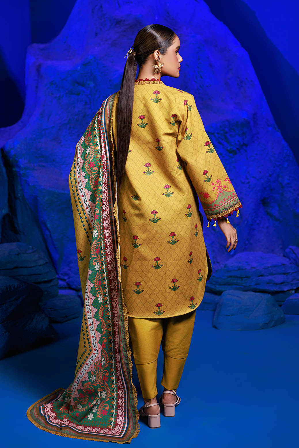 Bonanza Satrangi | Avocado Oil 3 Pc (7W24BP3P26) -  Bonanza Satrangi Unstitched - Original Designer Dress - House of Maryam