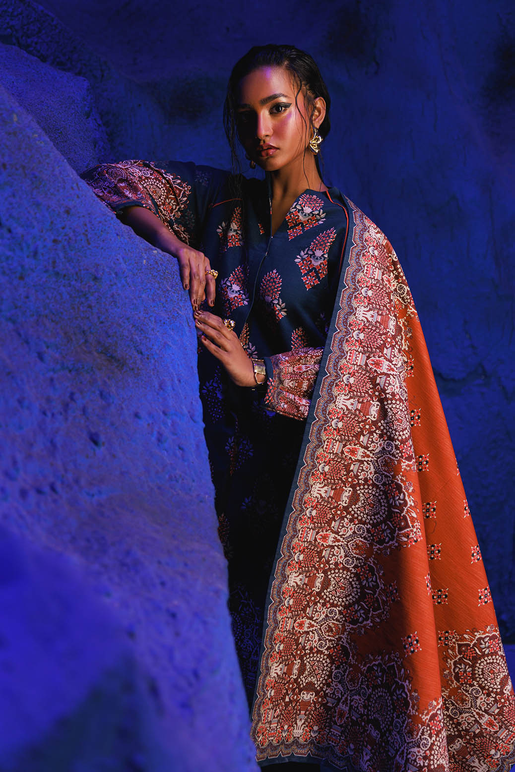 Bonanza Satrangi | Moonlit Ocean 3 Pc (1W24P3P239) -  Bonanza Satrangi Unstitched - Original Designer Dress - House of Maryam