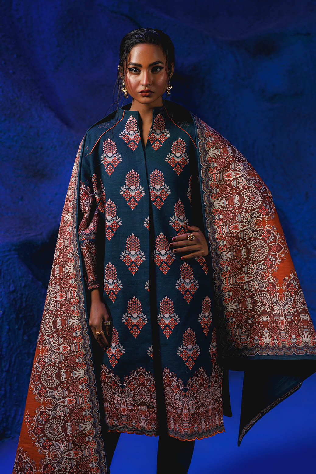Bonanza Satrangi | Moonlit Ocean 3 Pc (1W24P3P239) -  Bonanza Satrangi Unstitched - Original Designer Dress - House of Maryam