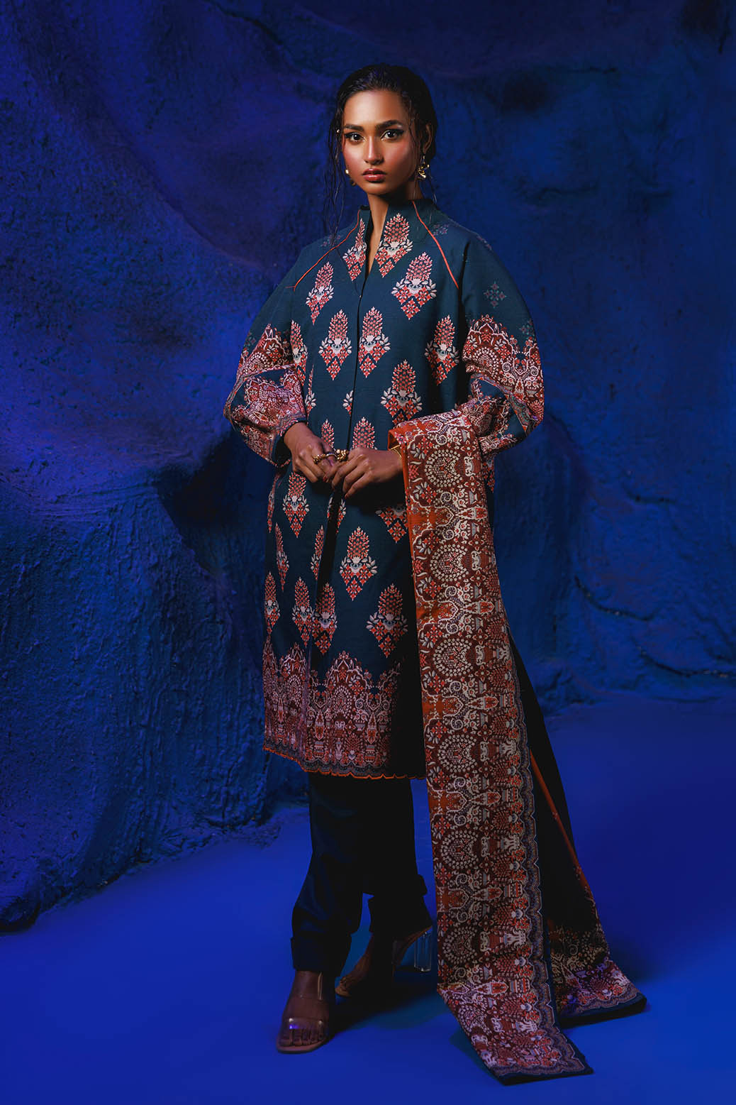Bonanza Satrangi | Moonlit Ocean 3 Pc (1W24P3P239) -  Bonanza Satrangi Unstitched - Original Designer Dress - House of Maryam