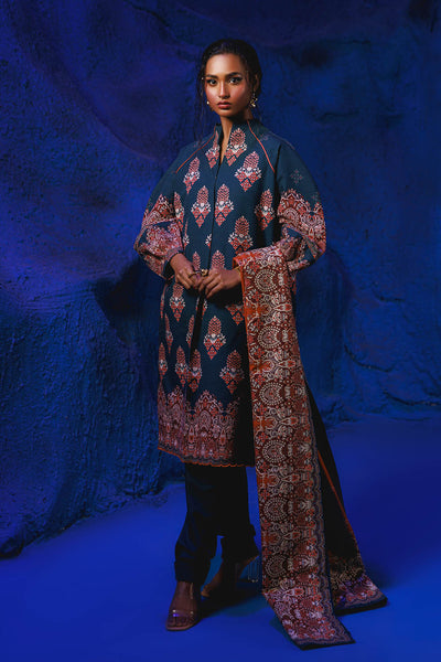 Bonanza Satrangi | Moonlit Ocean 3 Pc (1W24P3P239) -  Bonanza Satrangi Unstitched - Original Designer Dress - House of Maryam