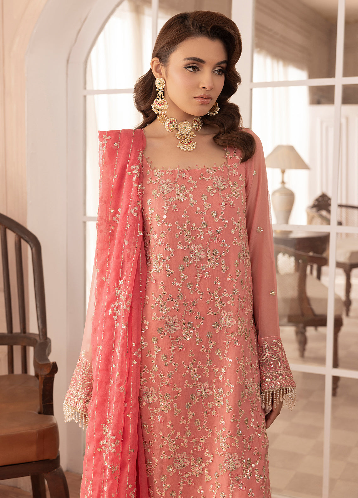 Sahane | Elyssa Festive Chiffon | CT-19003 Rosa - ELYSSA -  Sahane Ladies Clothes - Original Designer Dress - House of Maryam