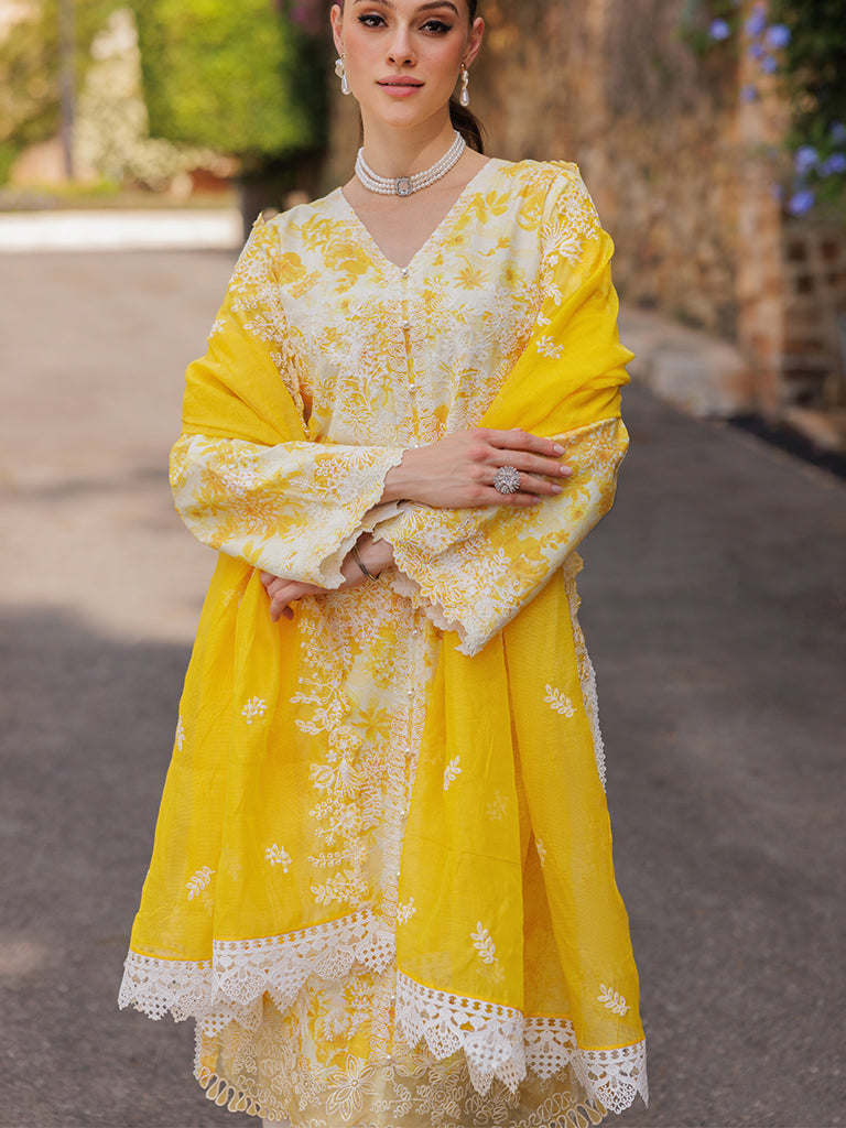 Rajbari | Floral Symphony Lawn 25 | RB-01 -  Rajbari Ladies Clothes - Original Designer Dress - House of Maryam