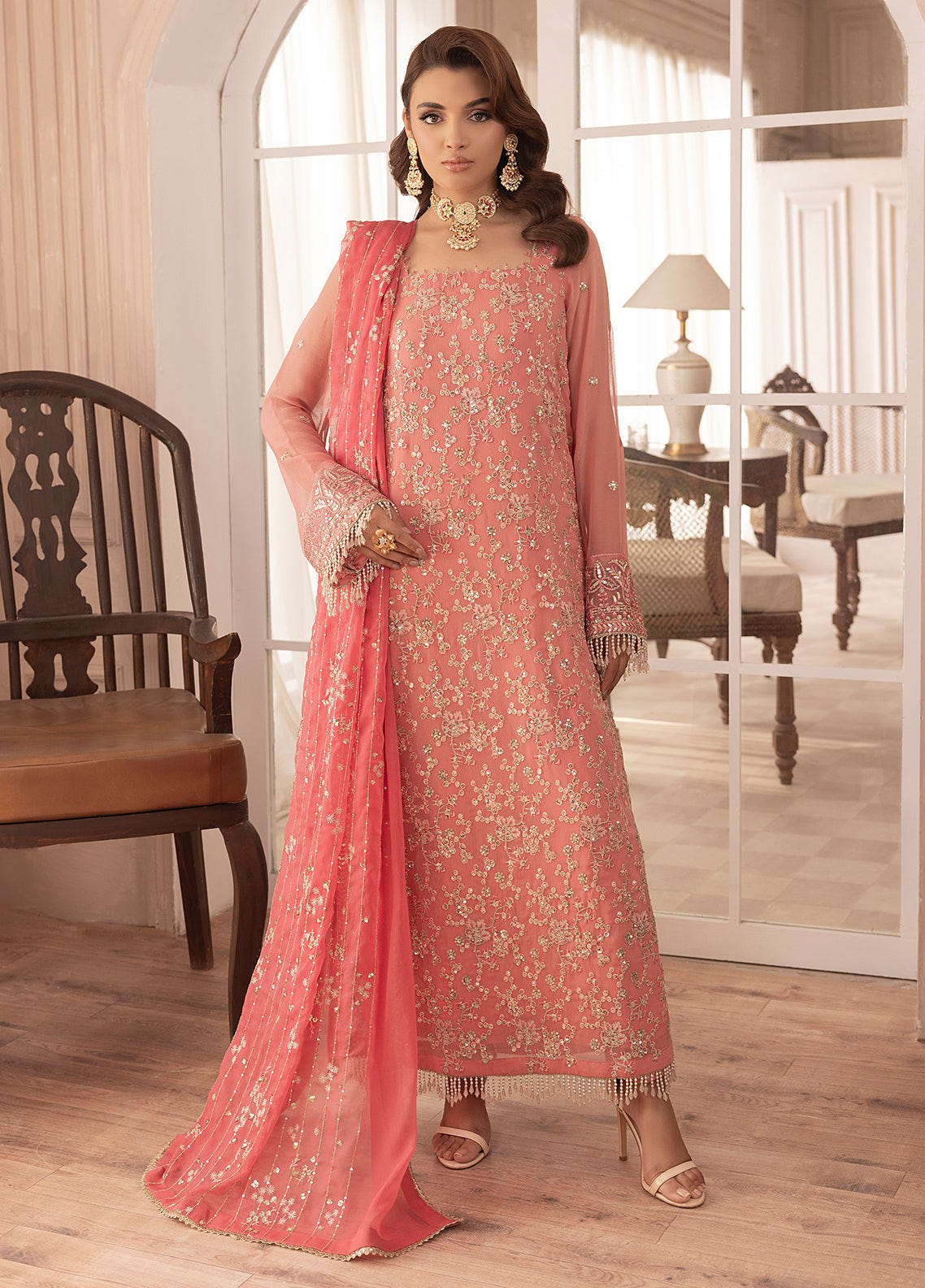 Sahane | Elyssa Festive Chiffon | CT-19003 Rosa - ELYSSA -  Sahane Ladies Clothes - Original Designer Dress - House of Maryam