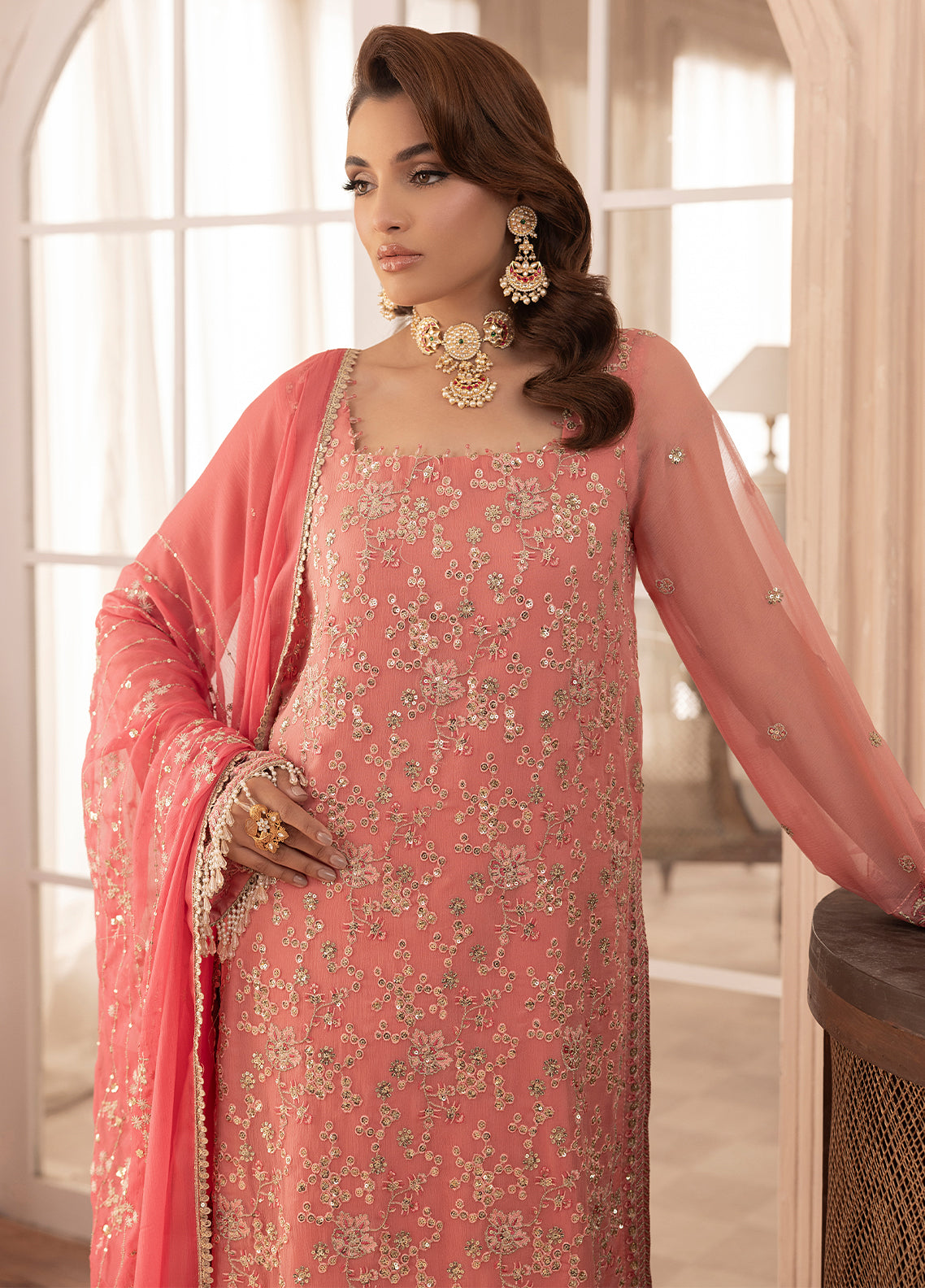 Sahane | Elyssa Festive Chiffon | CT-19003 Rosa - ELYSSA -  Sahane Ladies Clothes - Original Designer Dress - House of Maryam