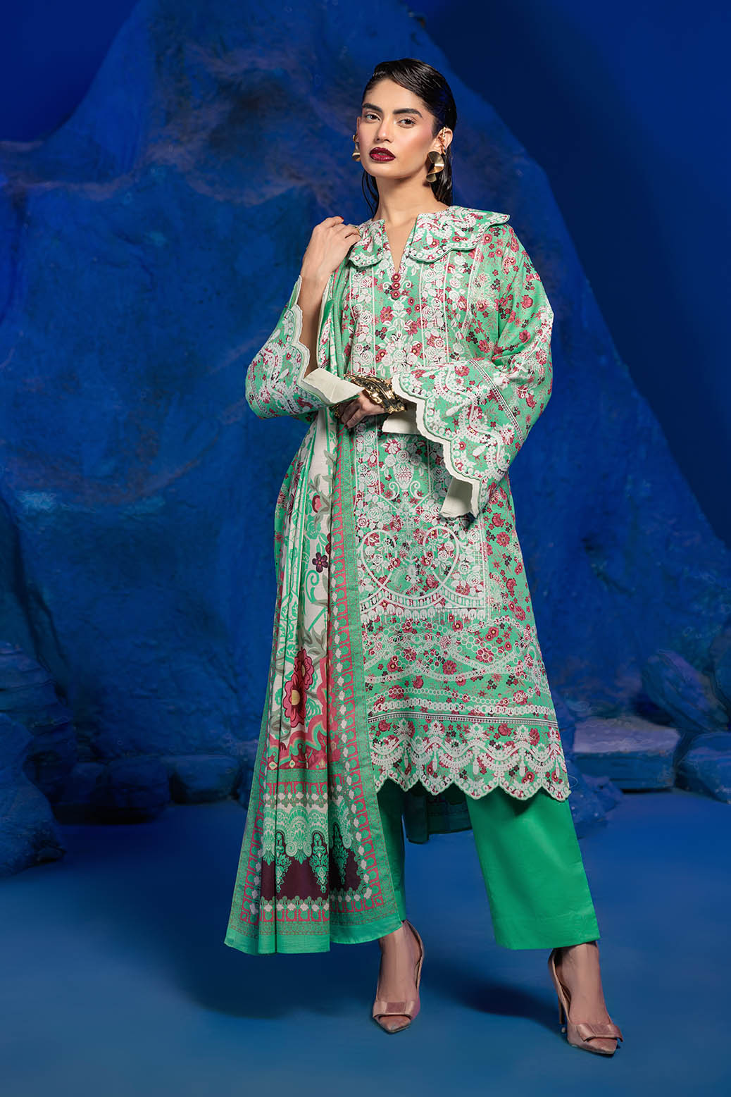 Bonanza Satrangi | Noor 3 Pc (7W24BP3P49) -  Bonanza Satrangi Unstitched - Original Designer Dress - House of Maryam