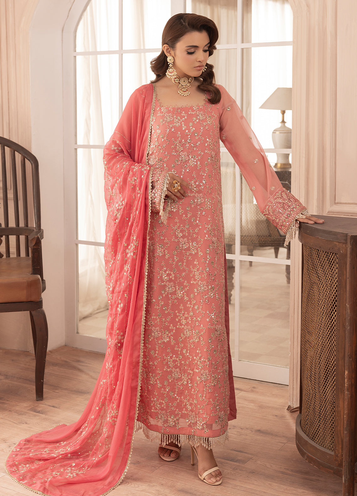 Sahane | Elyssa Festive Chiffon | CT-19003 Rosa - ELYSSA -  Sahane Ladies Clothes - Original Designer Dress - House of Maryam