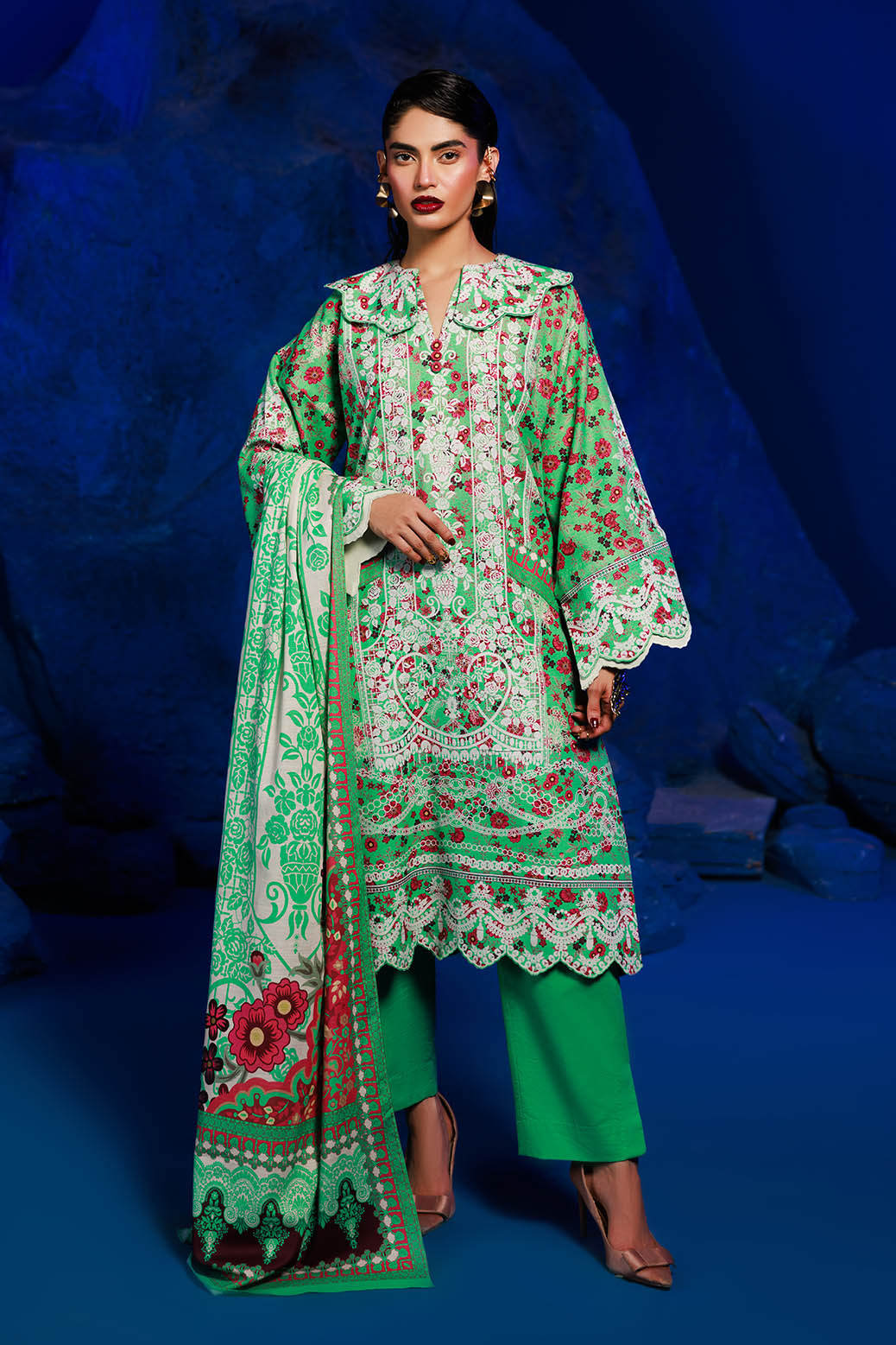 Bonanza Satrangi | Noor 3 Pc (7W24BP3P49) -  Bonanza Satrangi Unstitched - Original Designer Dress - House of Maryam
