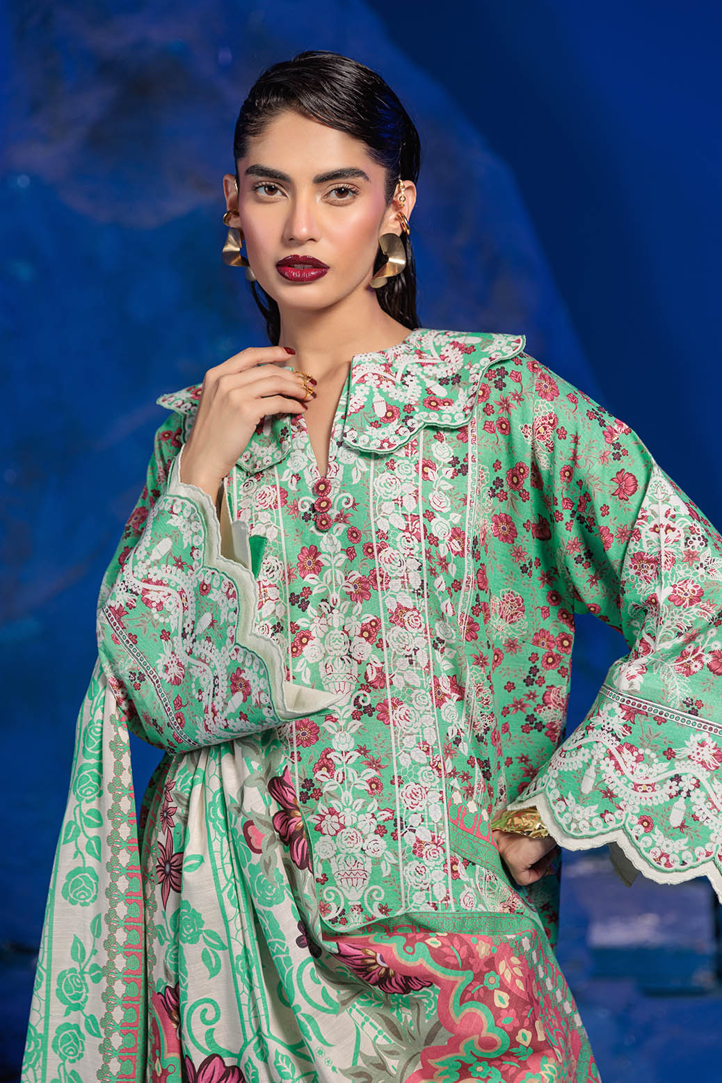 Bonanza Satrangi | Noor 3 Pc (7W24BP3P49) -  Bonanza Satrangi Unstitched - Original Designer Dress - House of Maryam