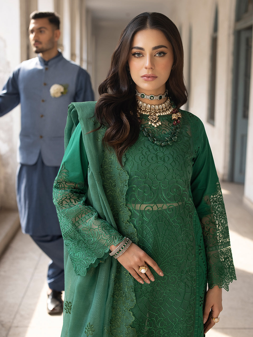 Mahnur | Mahrukh Luxury Lawn 24 | EMERALD by Designer Mahnur - House of Maryam - Pakistani Designer Ethnic Wear in {{ shop.shopifyCountryName }}