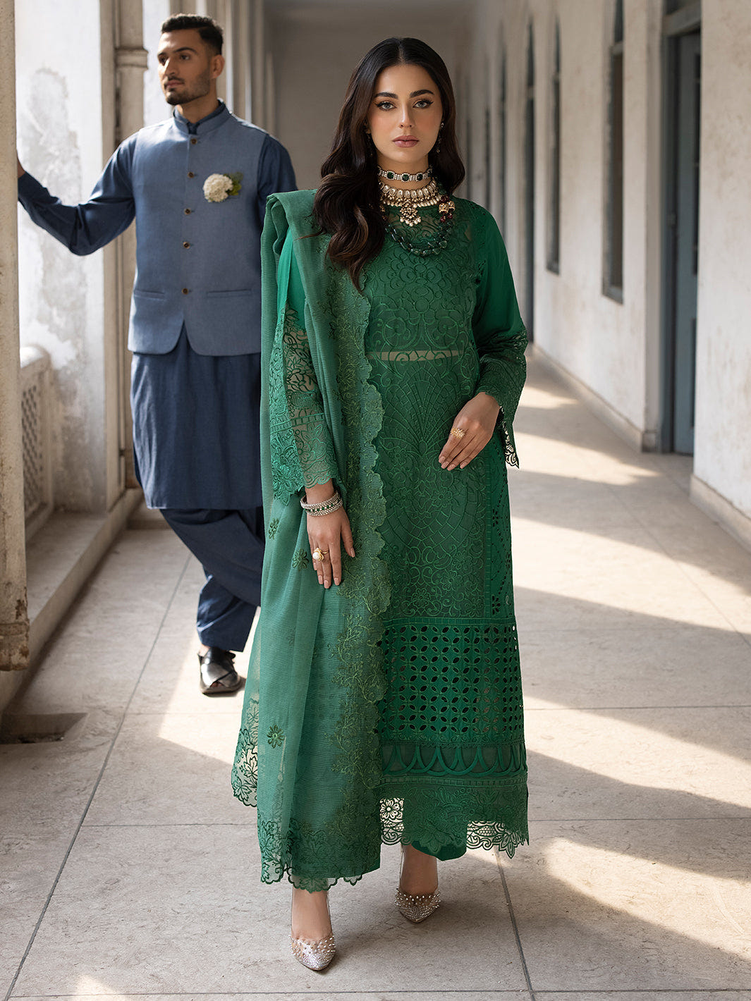 Mahnur | Mahrukh Luxury Lawn 24 | EMERALD -  Mahnur Luxury - Original Designer Dress - House of Maryam