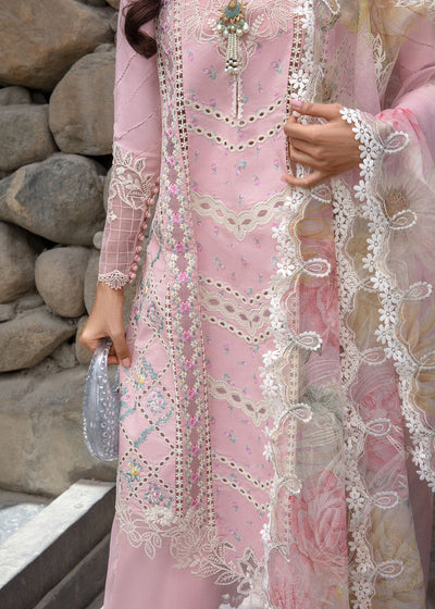 Crimson | Lawn 2024 | A Floral Mesh - Rose Pink -  Crimson Luxury - Original Designer Dress - House of Maryam