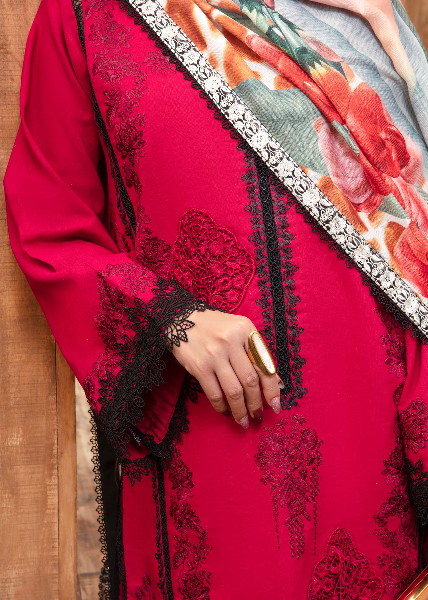 Saira Shakira | Raya Winter Stitched 23 | Crimson