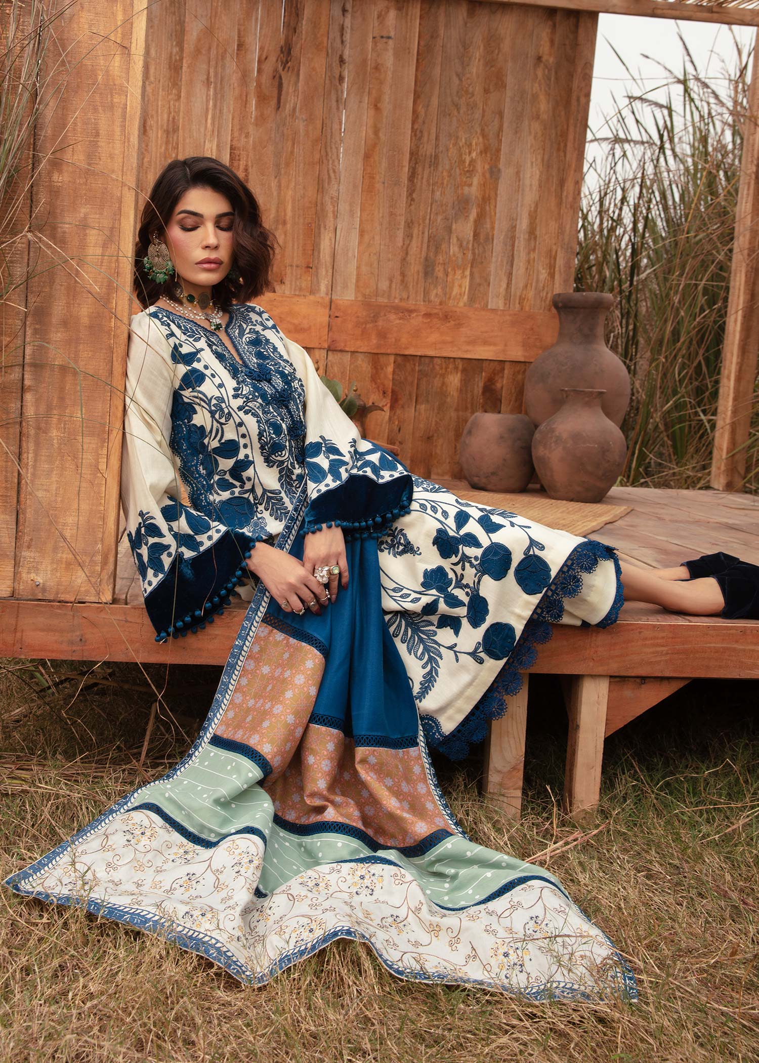 Saira Shakira | Raya Winter Stitched 23 | Pearl