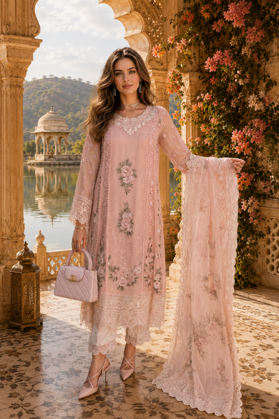 Saadia Asad | Nooriyah Luxury Chiffon | D2 - Satin Rose