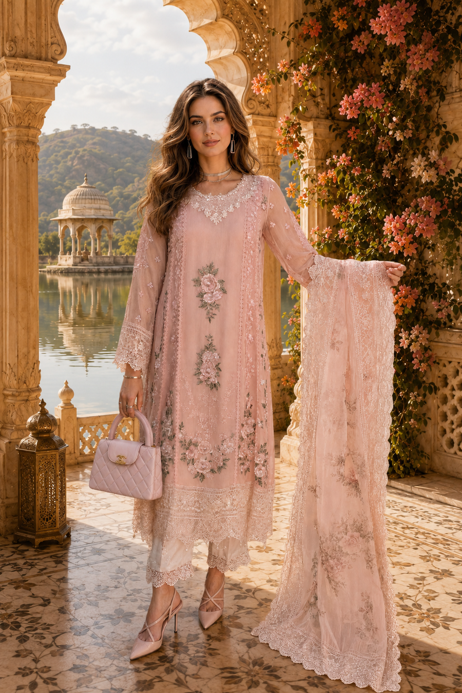 Saadia Asad | Nooriyah Luxury Chiffon | D2 - Satin Rose