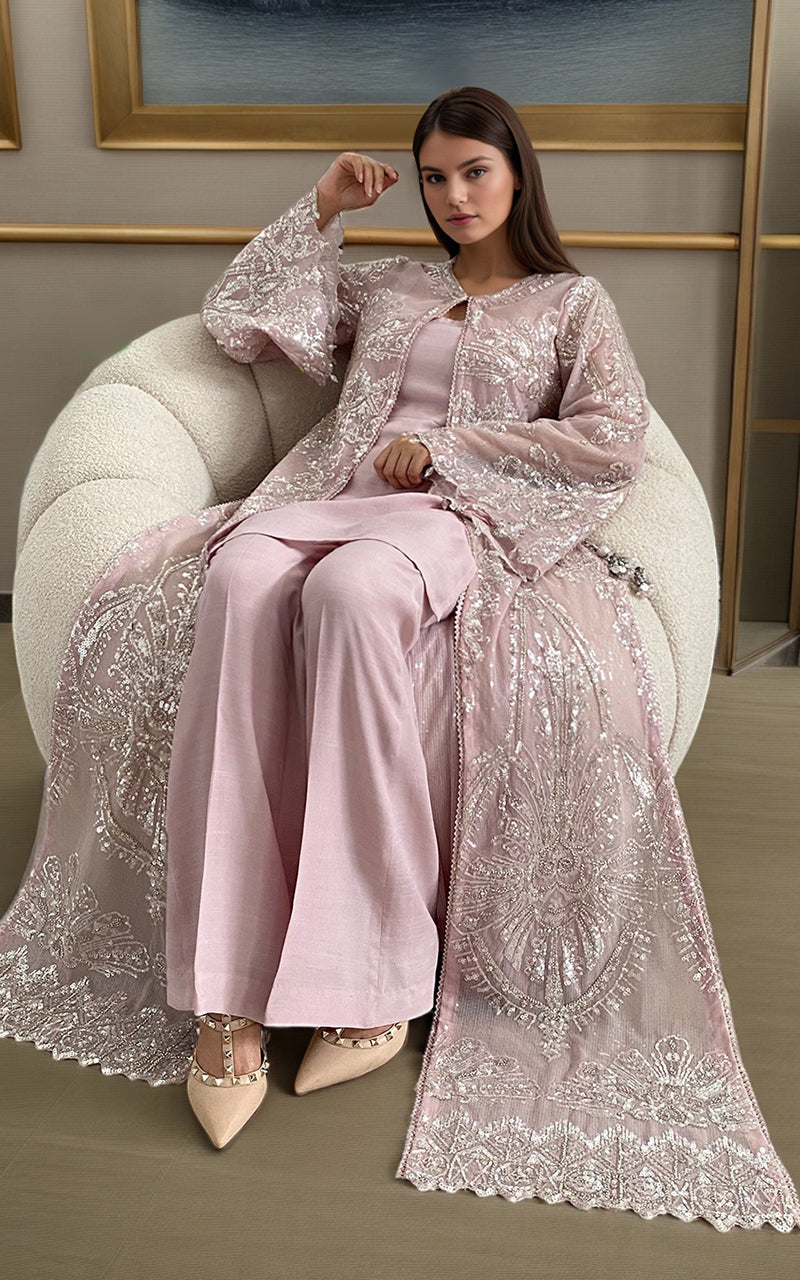 Threads and Motifs | Formal Dresses 25 | Net Embroidered Jacket -  Threads and Motifs Ladies Clothes - Original Designer Dress - House of Maryam