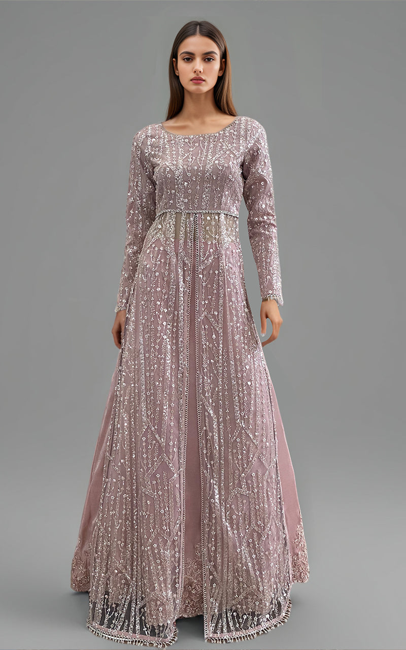 Threads and Motifs | Formal Dresses 25 | Net Embroidered Maxi with Skirt -  Threads and Motifs Ladies Clothes - Original Designer Dress - House of Maryam