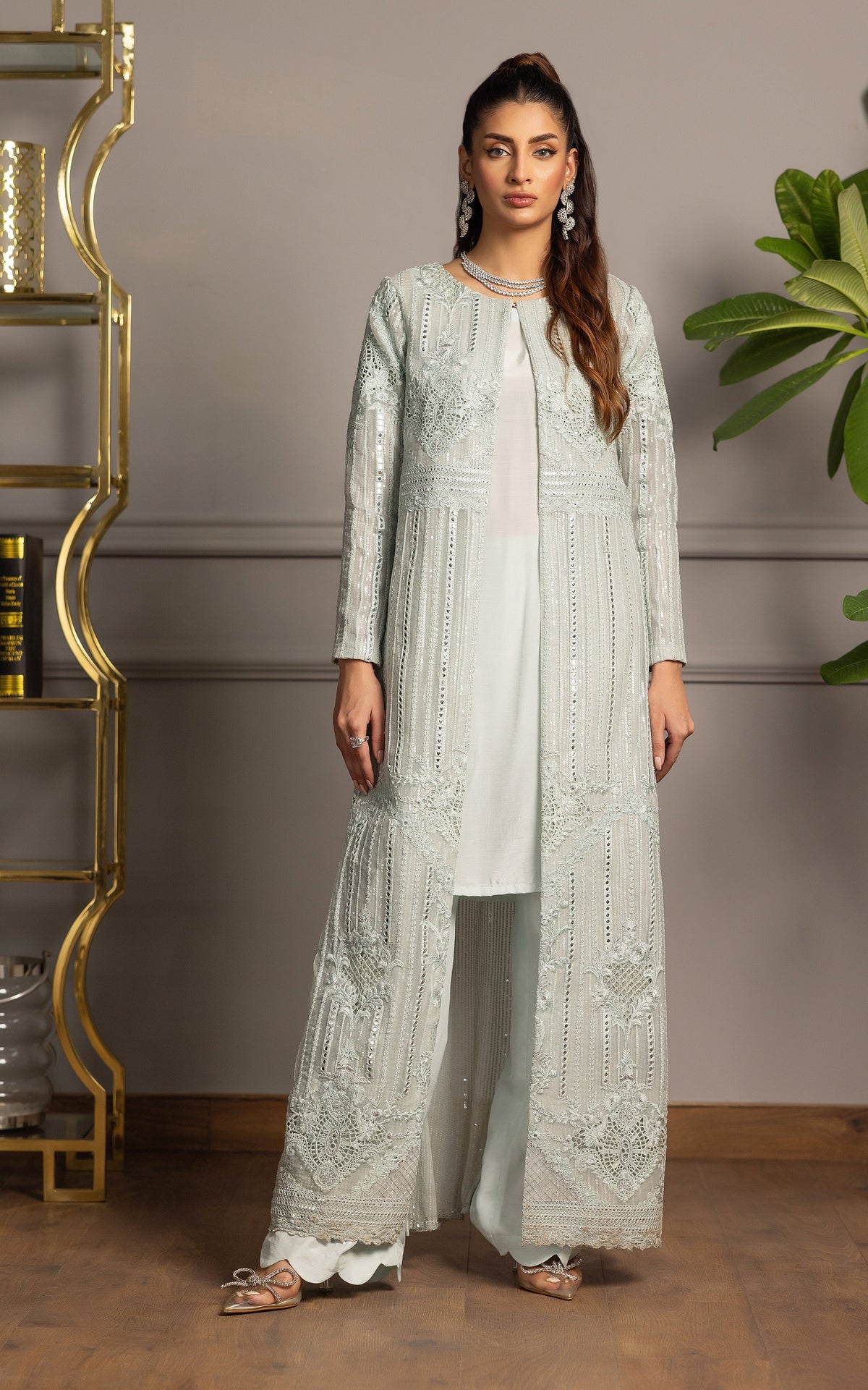 Threads and Motifs | Formal Dresses 25 | Organza Embroidered Jacket With Inner -  Threads and Motifs Ladies Clothes - Original Designer Dress - House of Maryam